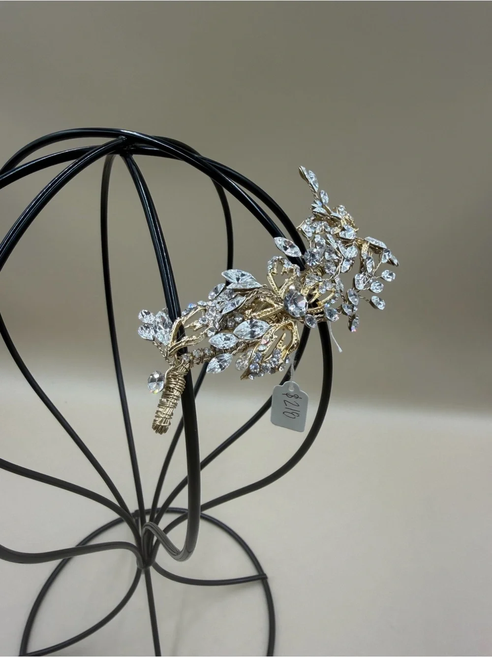 Gold Crystal Bridal Hair Clip Rhinestone Leaf Vine Wedding Barrette